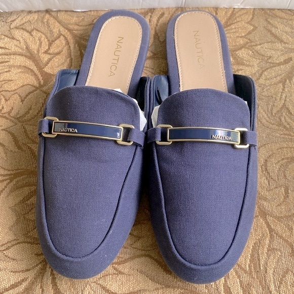 Nautical Labella woman’s navy blue loafer flat mules slip on textile upper 8.5🌹 - Picture 4 of 17